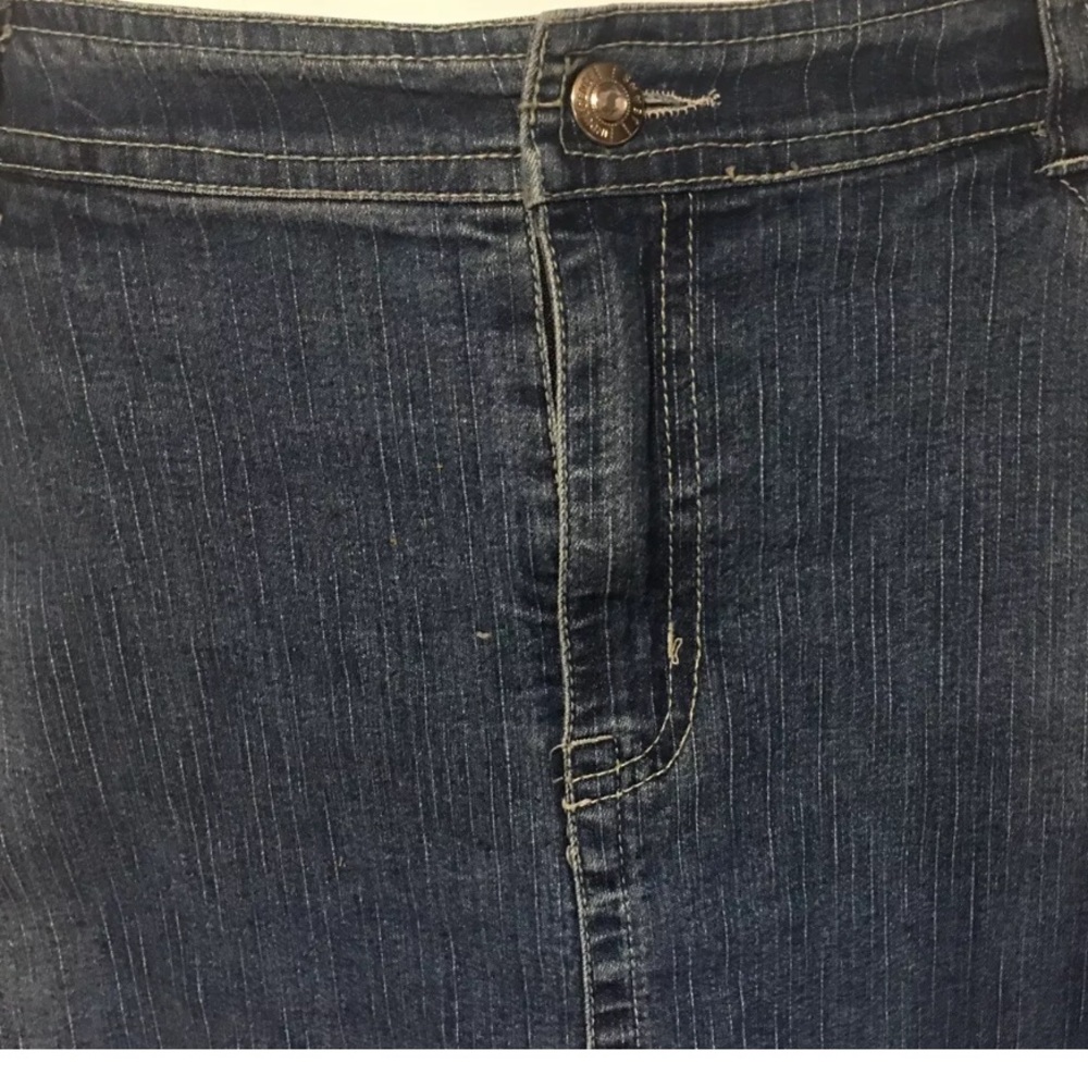 SOLD! Denim Skirt with Black Ruffled Bottom - Picture 5 of 7
